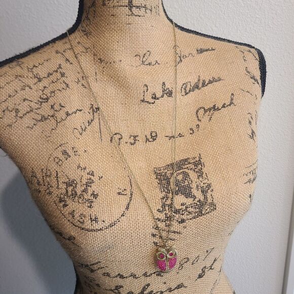 Gold Owl Pendant Necklace with Pink Rhinestones – Statement Jewelry - Picture 2 of 4